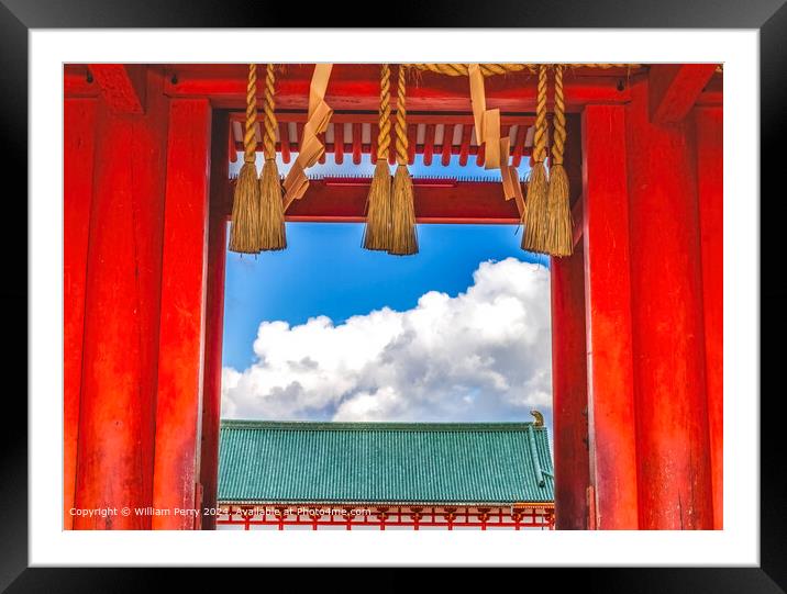 Red Heian Shrine Gate Kyoto Japan Framed Mounted Print by William Perry