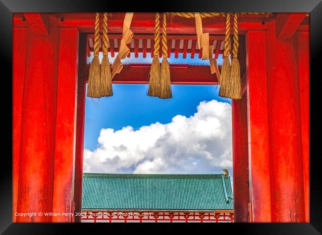 Red Heian Shrine Gate Kyoto Japan Framed Print by William Perry
