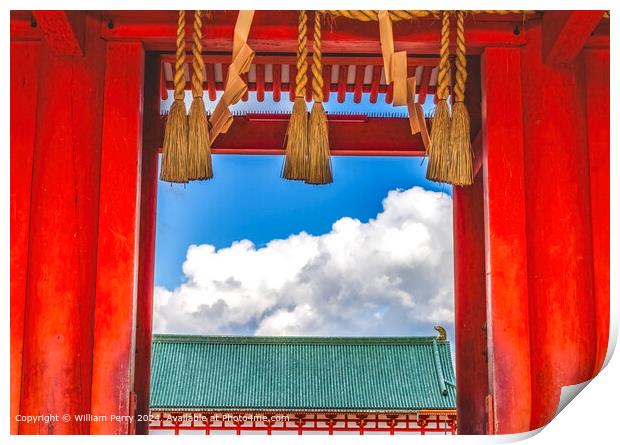 Red Heian Shrine Gate Kyoto Japan Print by William Perry