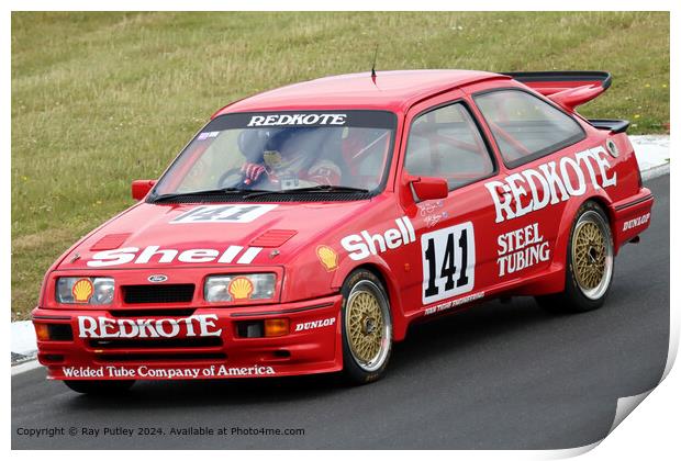 Red Ford Sierra Cosworth Racing Print by Ray Putley