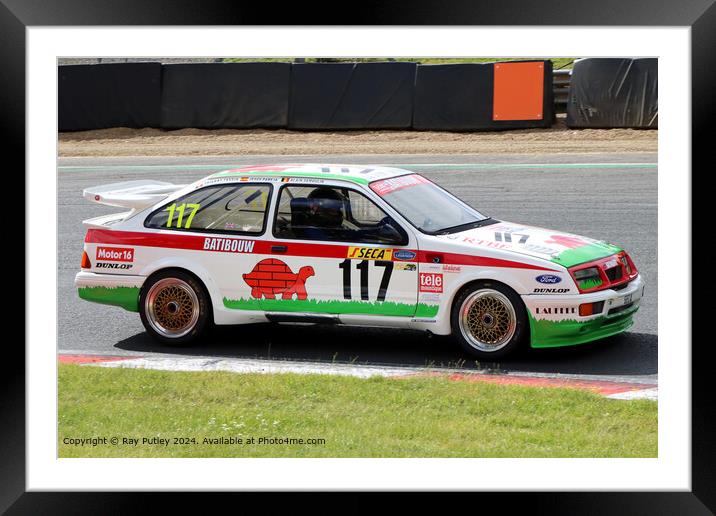 White Ford Sierra Cosworth Racing Framed Mounted Print by Ray Putley