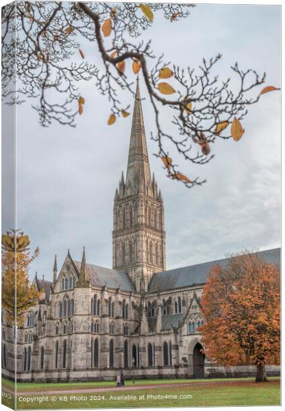 Salisbury Cathedral Cityscape Autumn Canvas Print by KB Photo