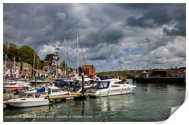 Stormy Padstow Harbour Print by Graham Prentice