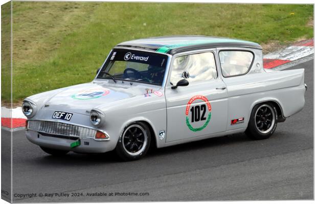 Grey Ford Anglia Racing Canvas Print by Ray Putley