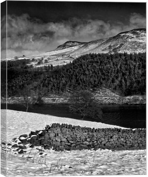 Ladybower Peak District Black and White Canvas Print by Darren Galpin