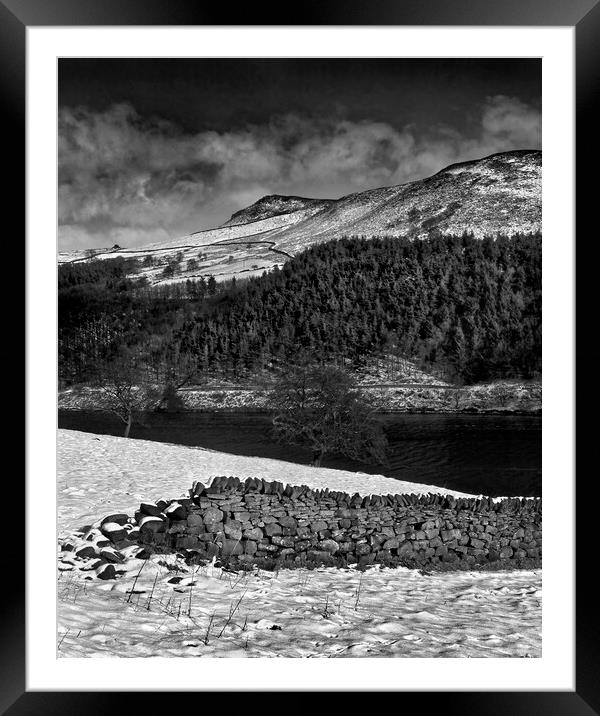 Ladybower Peak District Black and White Framed Mounted Print by Darren Galpin