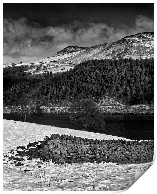 Ladybower Peak District Black and White Print by Darren Galpin