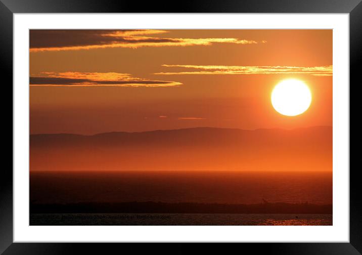 Vibrant Orange Sunset over West Sequim Bay Framed Mounted Print by Hall Jameson