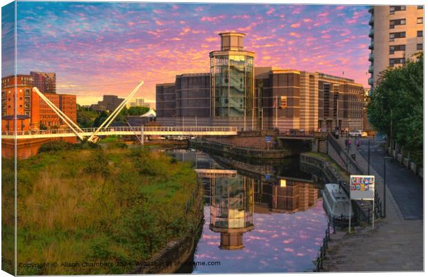 Leeds Dock and Royal Armouries  Canvas Print by Alison Chambers