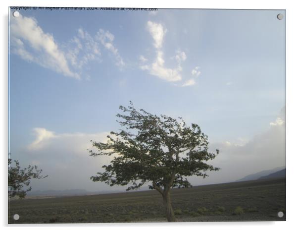 Blackberry Tree, Mountain, Sky Abstract Acrylic by Ali asghar Mazinanian