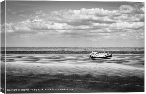 Wells-next-the-Sea Black and White Boat Canvas Print by Stephen Young