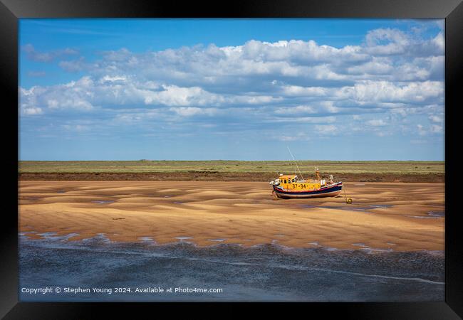 Wells Next To The Sea Boat on Sand Framed Print by Stephen Young