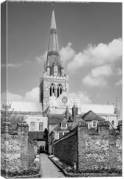 Chichester Cathedral West Sussex Mono Canvas Print by Pearl Bucknall