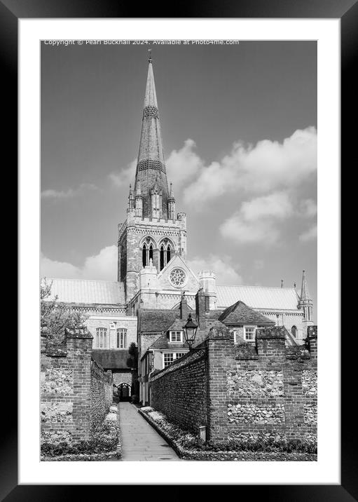 Chichester Cathedral West Sussex Mono Framed Mounted Print by Pearl Bucknall