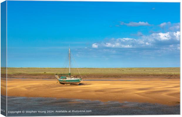 Wells-next-the-Sea Sand and Boat Canvas Print by Stephen Young