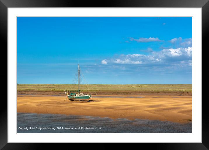 Wells-next-the-Sea Sand and Boat Framed Mounted Print by Stephen Young