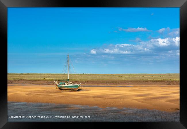 Wells-next-the-Sea Sand and Boat Framed Print by Stephen Young