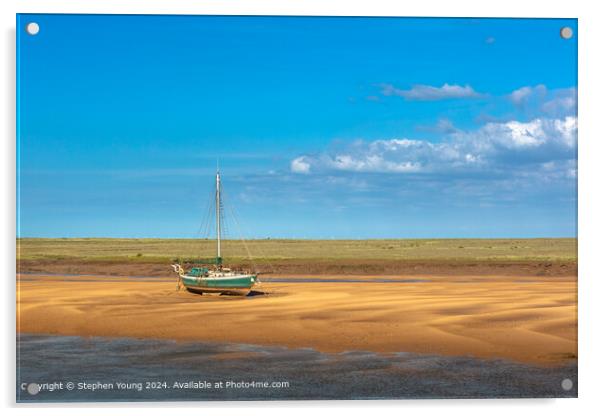 Wells-next-the-Sea Sand and Boat Acrylic by Stephen Young