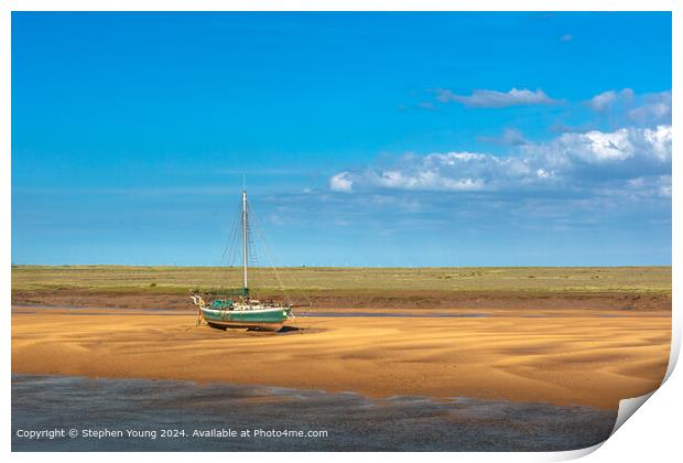 Wells-next-the-Sea Sand and Boat Print by Stephen Young
