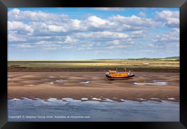 Wells-next-the-Sea Sand and Boat Framed Print by Stephen Young