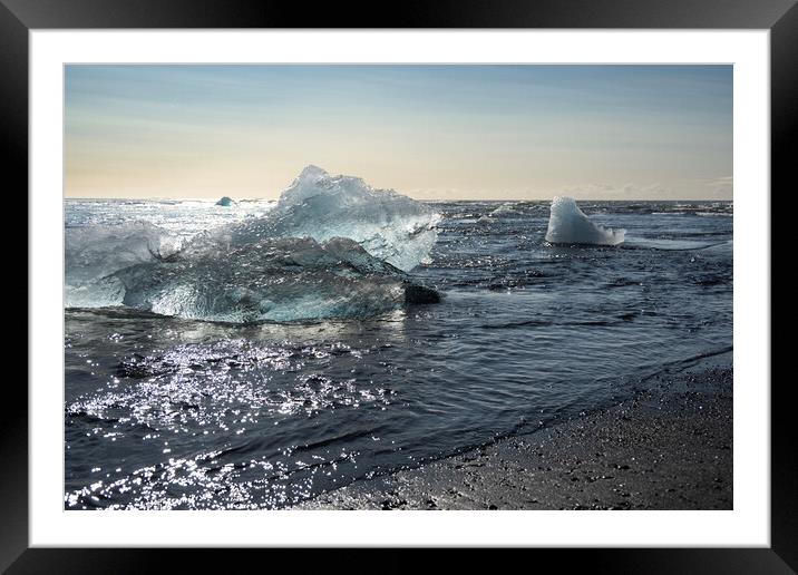 Diamond Beach Iceland  Framed Mounted Print by kathy white