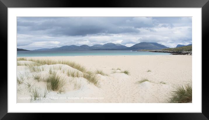First Enticing Glimpse of Luskentyre Beach Framed Mounted Print by Janet Carmichael