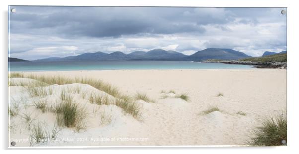 First Enticing Glimpse of Luskentyre Beach Acrylic by Janet Carmichael