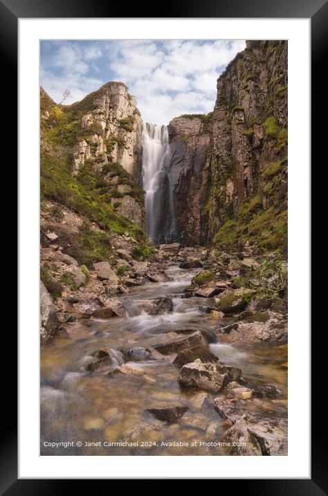 Sunlight on the Wailing Widow Waterfall Framed Mounted Print by Janet Carmichael