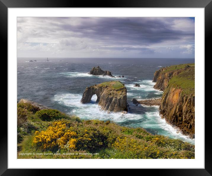 Enys Dodnans Arch Seascape Framed Mounted Print by Andy Durnin