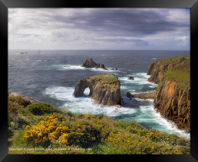 Enys Dodnans Arch Seascape Framed Print by Andy Durnin
