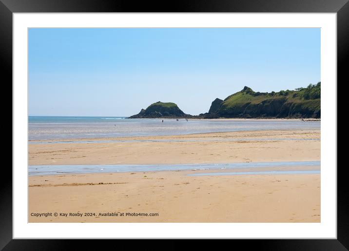 Monkstone Point in summer viewed from Saundersfoot Framed Mounted Print by Kay Roxby
