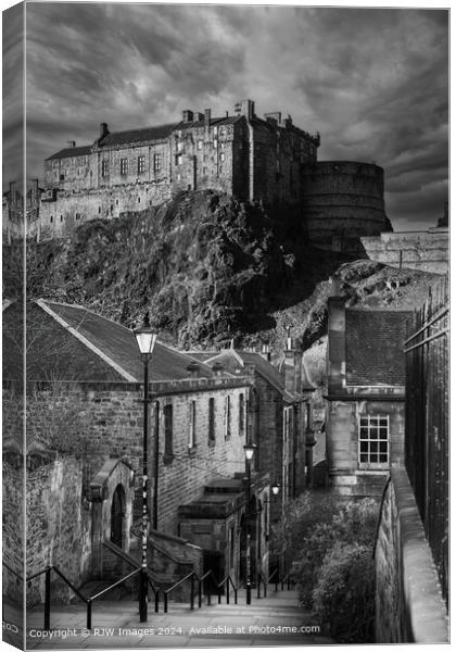 Edinburgh Castle from the Vennel Canvas Print by RJW Images