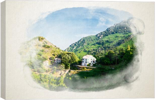 Corsican Mountain View Landscape Canvas Print by youri Mahieu