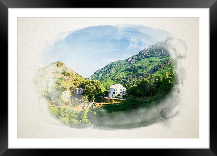 Corsican Mountain View Landscape Framed Mounted Print by youri Mahieu