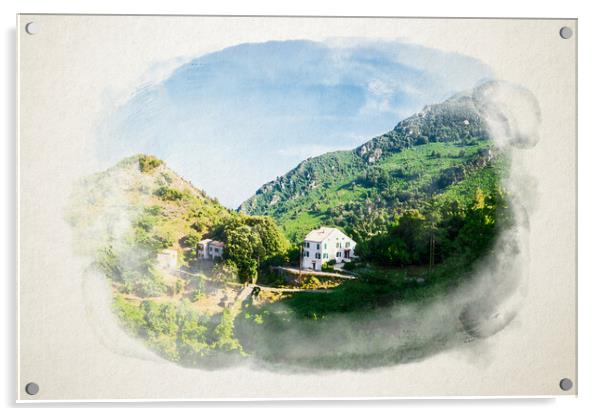 Corsican Mountain View Landscape Acrylic by youri Mahieu