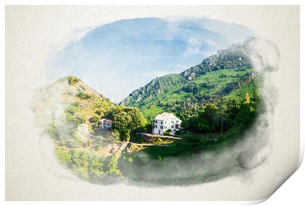 Corsican Mountain View Landscape Print by youri Mahieu