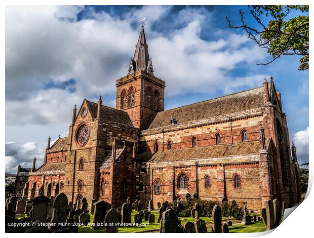 Kirkwall Cathedral Red Tower Print by Stephen Munn