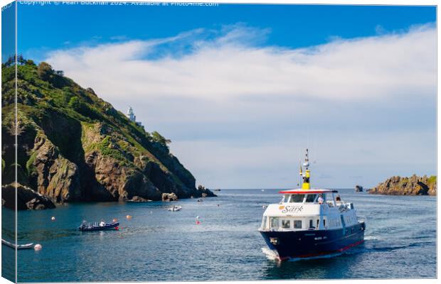 Sark Ferry Coming into Maseline Harbour Canvas Print by Pearl Bucknall