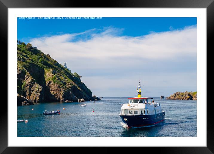 Sark Ferry Coming into Maseline Harbour Framed Mounted Print by Pearl Bucknall
