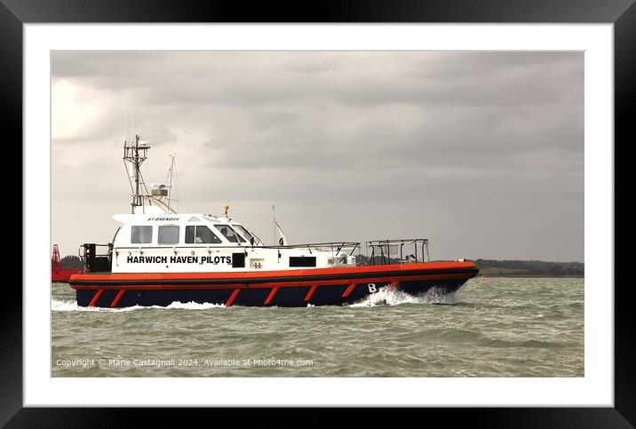 The Harwich Pilot Boat Framed Mounted Print by Marie Castagnoli