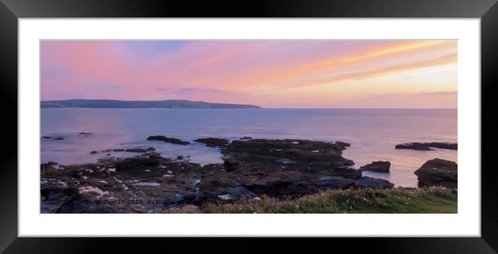 St Ives Bay Sunset. pano Framed Mounted Print by Beryl Curran