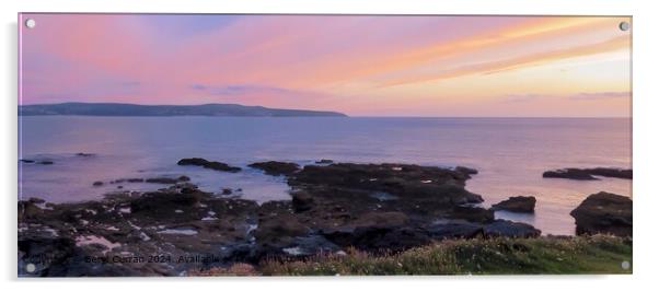 St Ives Bay Sunset. pano Acrylic by Beryl Curran