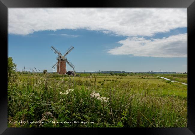 Horsey Windpump Norfolk Broads Landscape Framed Print by Stephen Young