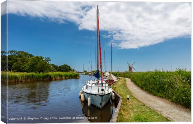 Norfolk Broads Landscape and Horsey Windpump Canvas Print by Stephen Young