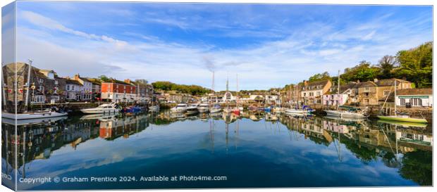 Padstow Harbour Morning and Reflections  Canvas Print by Graham Prentice