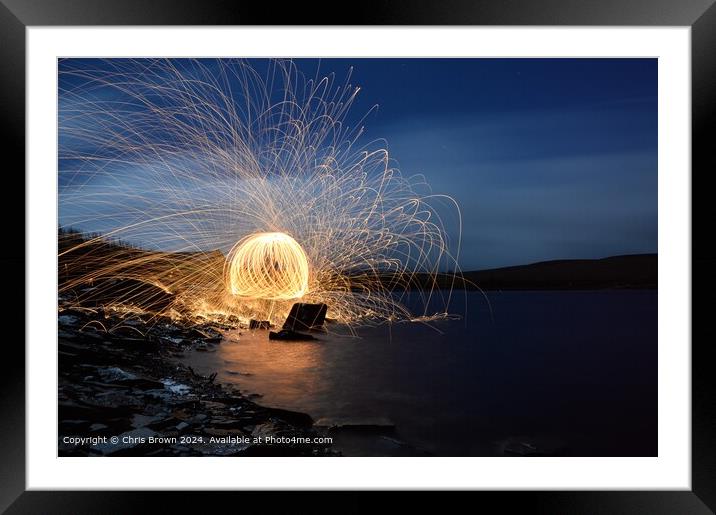 Fire, Water, Night Abstract Framed Mounted Print by Chris Brown