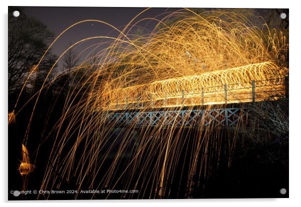 Fiery Bridge Abstract Art Acrylic by Chris Brown