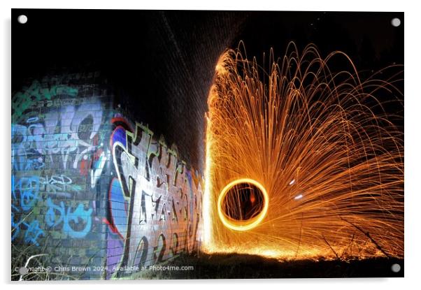 Graffiti illuminated by fire Acrylic by Chris Brown