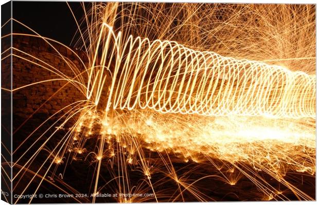 Fiery Sparks Dance Abstractly Canvas Print by Chris Brown