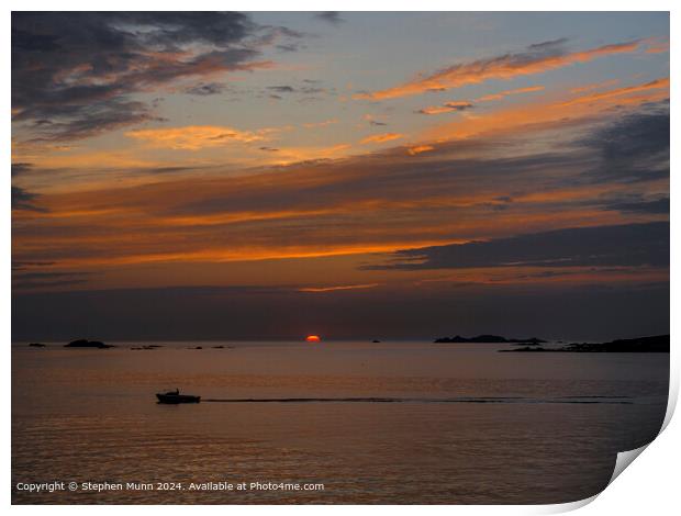 Scilly Isles Sunset Boat Print by Stephen Munn